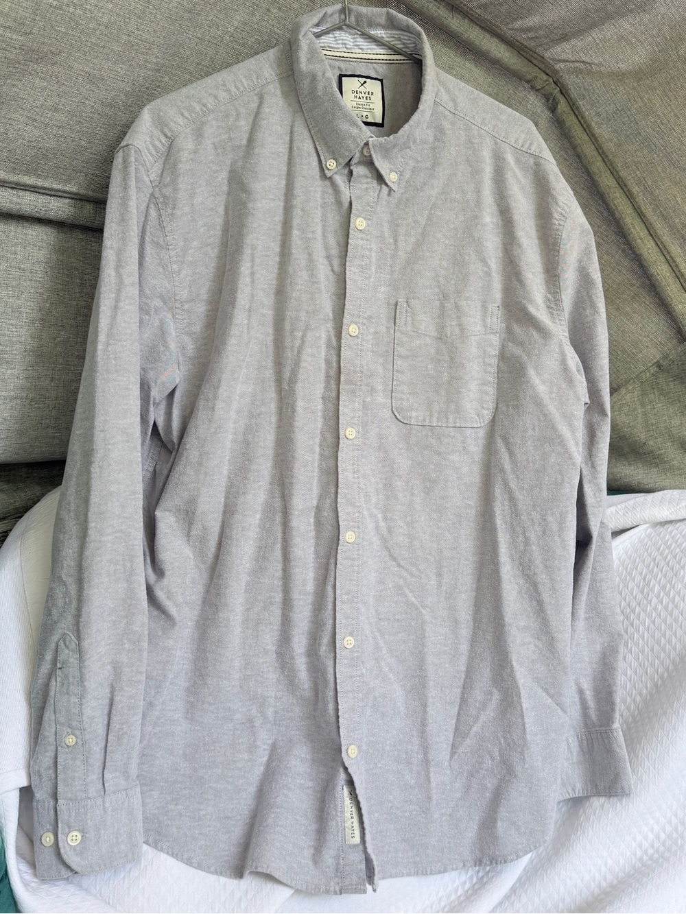 Denver Hayes Light Gray Button-Down Long Sleeve Shirt